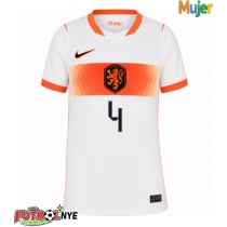 Camiseta Países Bajos Virgil van Dijk #4 Visitante Equipación para mujer Mundial 2026 manga corta